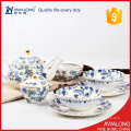 exquisite fashion tea set white and blue color flower decaled used fine bone china
